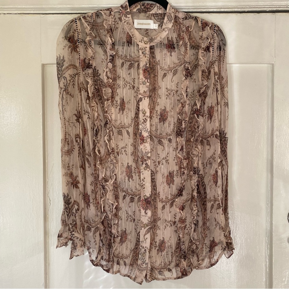 Zimmermann Paisley Silk Blouse with Metal Buttons